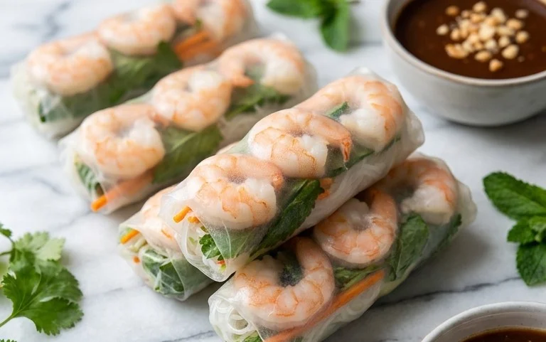 Vietnamese Rice Paper Shrimp Rolls