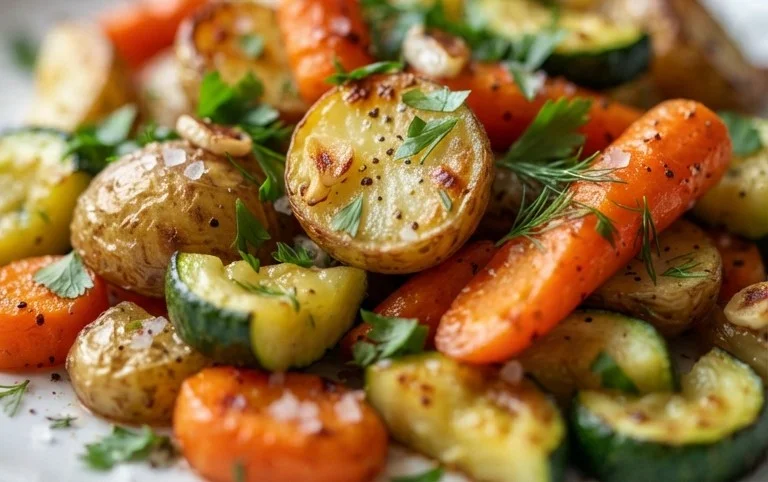 Garlic Herb Roasted Potatoes Carrots and Zucchini