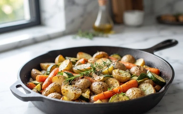 Garlic Herb Roasted Potatoes Carrots and Zucchini