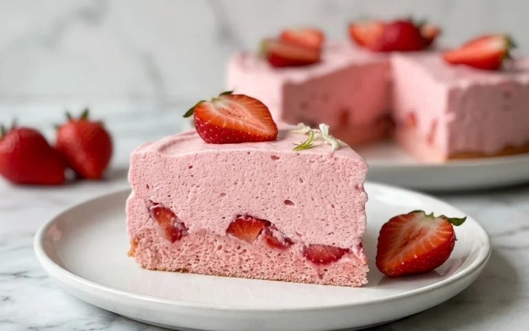 3 Ingredient No Bake Strawberry Cloud Cake