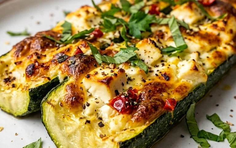 Courgettes feta au four