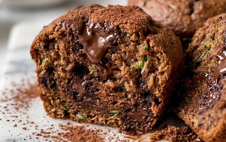 Healthy & Moist Chocolate Zucchini Muffins