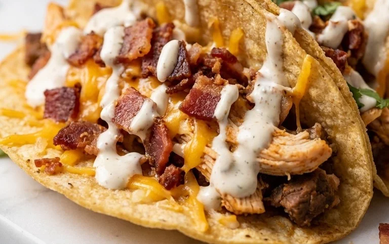 Baked Chicken Beef Bacon Ranch Tacos