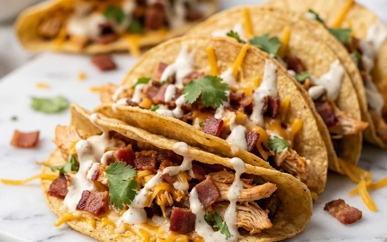 Baked Chicken Beef Bacon Ranch Tacos