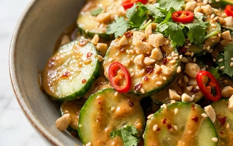 Cucumbers in Spicy Peanut Sauce