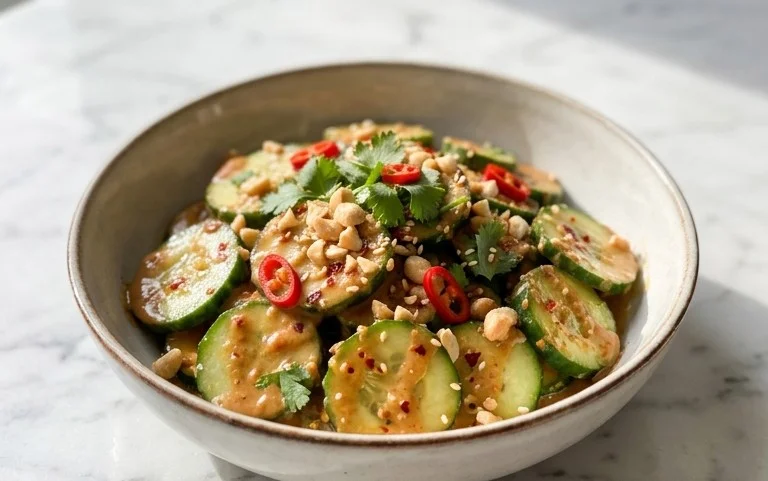 Cucumbers in Spicy Peanut Sauce