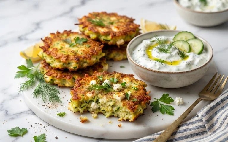 Zucchinipuffer mit Feta und Tzatziki: Das Unglaubliche Ultimative Rezept für 4 Portionen