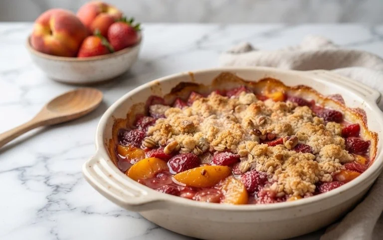 Peach & Strawberry Crisp