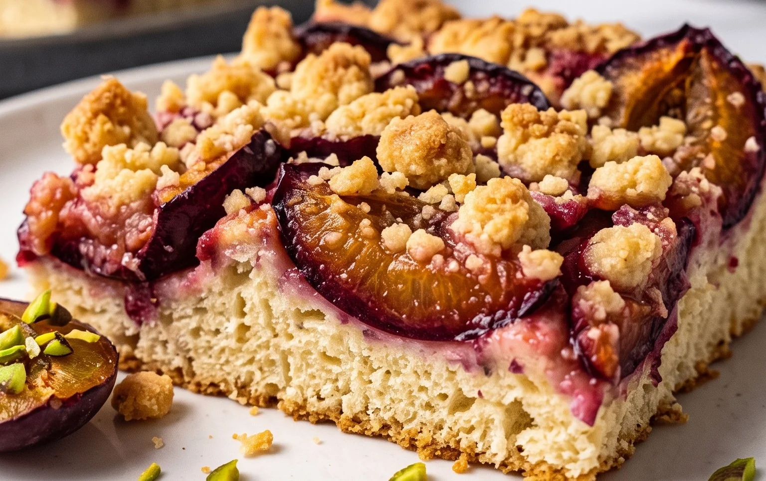 Rezept für Streusel-Pflaumenkuchen vom Blech mit Hefeteig