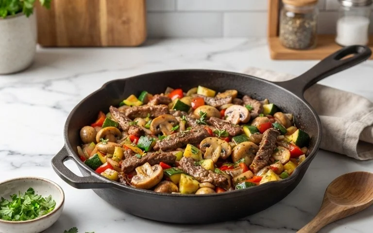 Zucchini-Cbeef hampignonpfanne