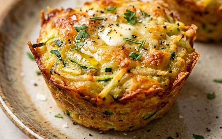 Crispy Parmesan Zucchini Potato Muffins