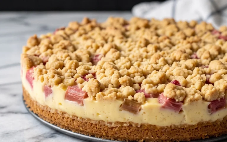 Rhabarberkuchen mit Pudding und Streuseln – wie von Oma