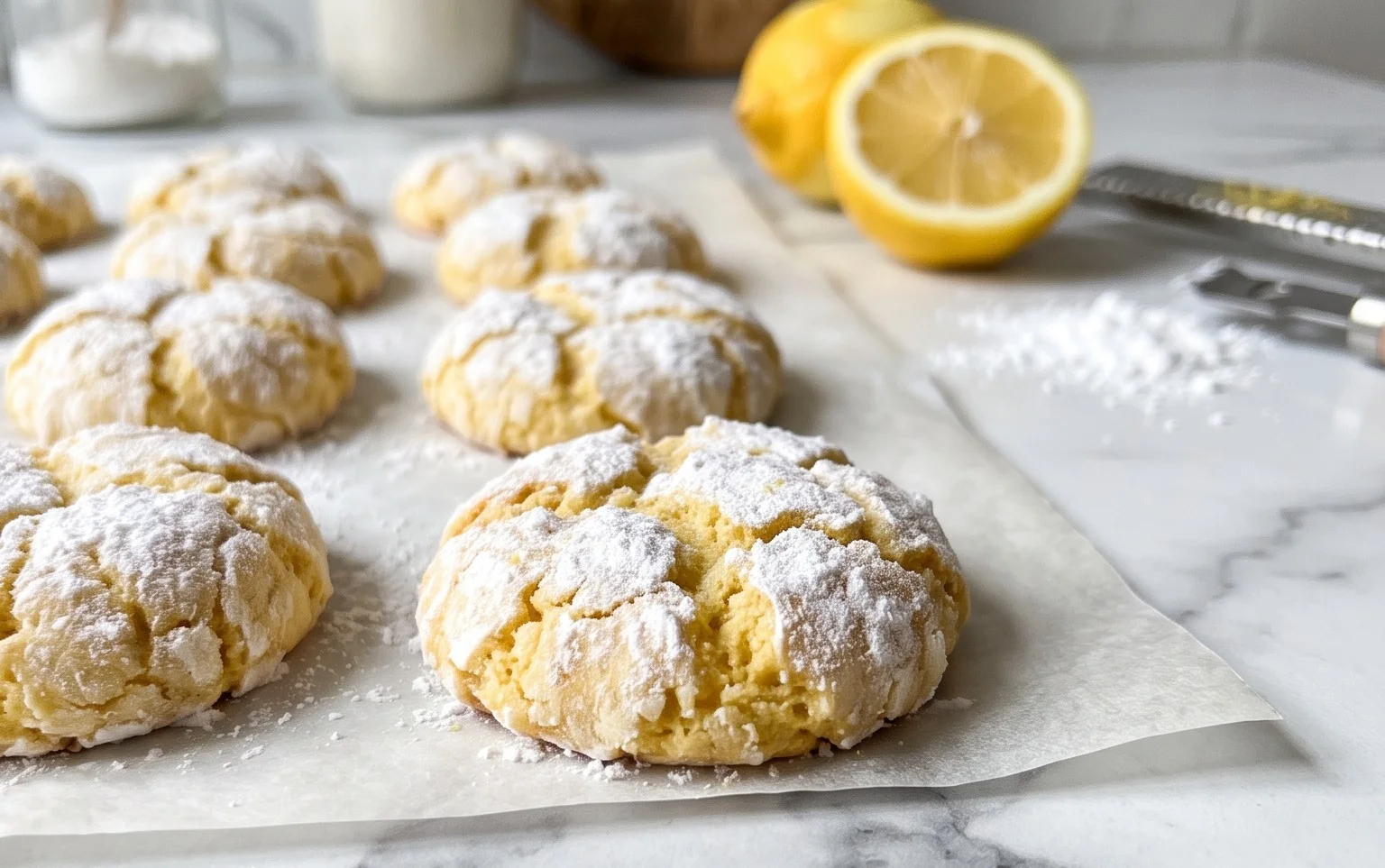 Saftige Lemon Crinkle Cookies selber backen