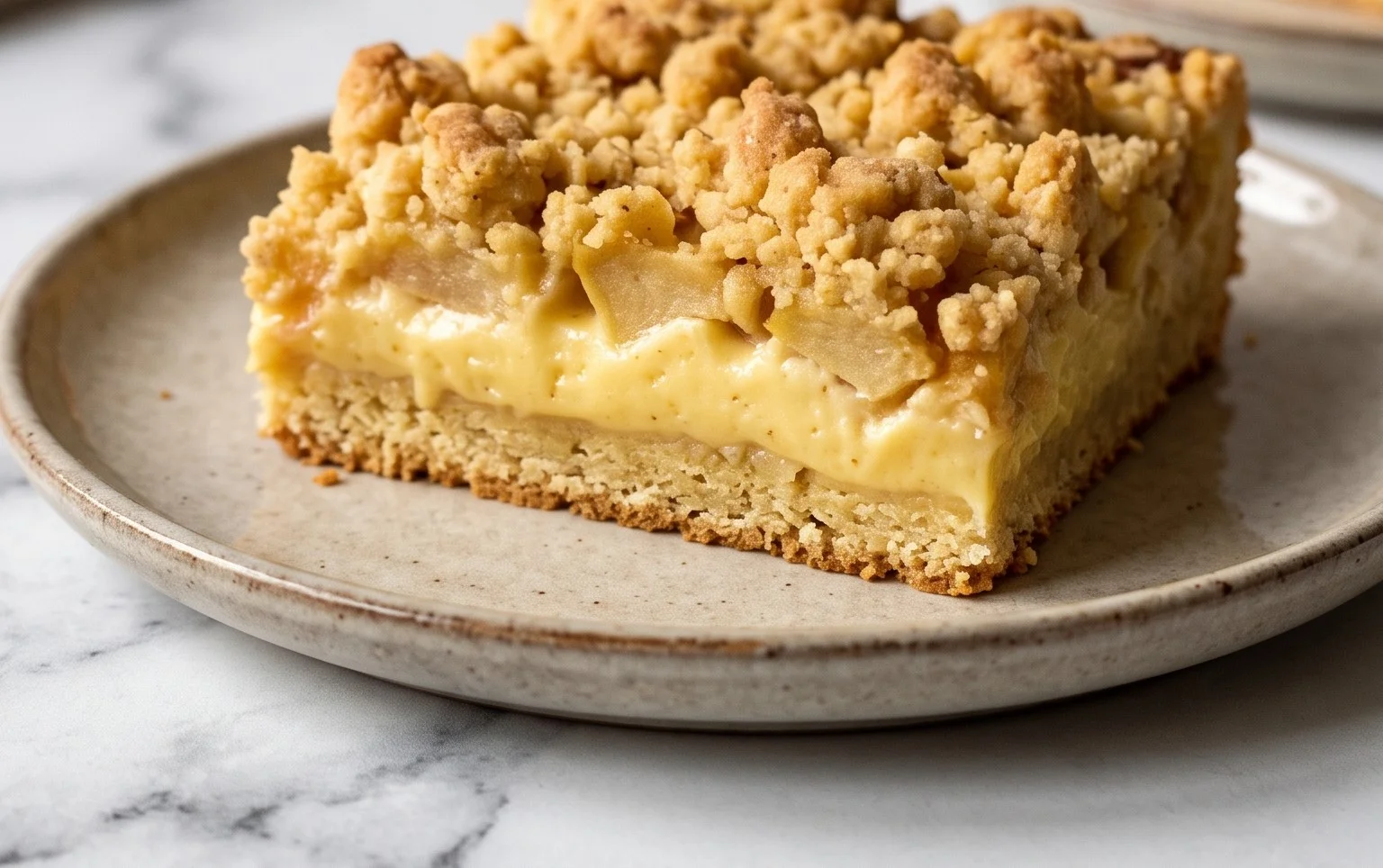 Apfelkuchen vom Blech - mit Pudding und knusprigen Streusel